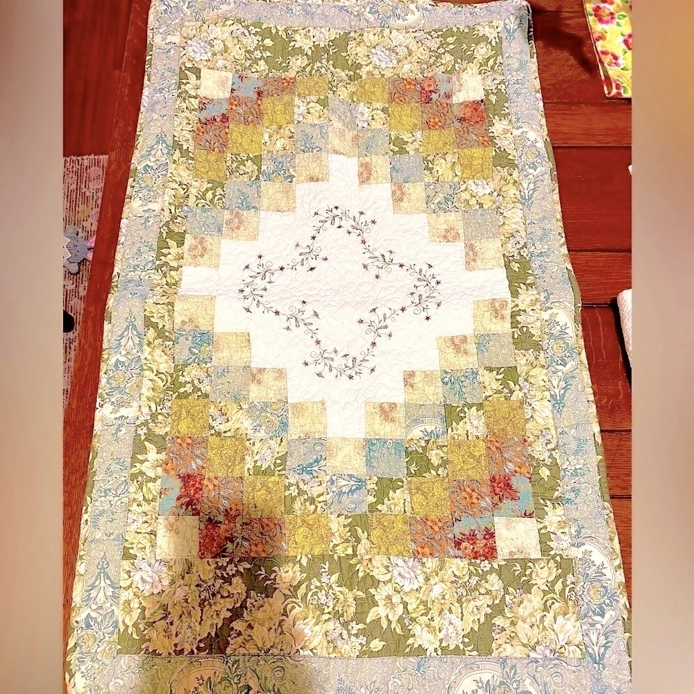 Two Cotton Embroidered Floral Patchwork King Quilt Shams. Warm colors. NWOT.